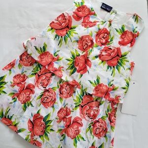 Sweet & Soft || Orange Floral Sleeveless Top